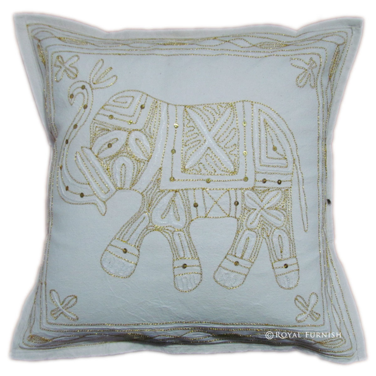 Elephant Embroidered Pillow