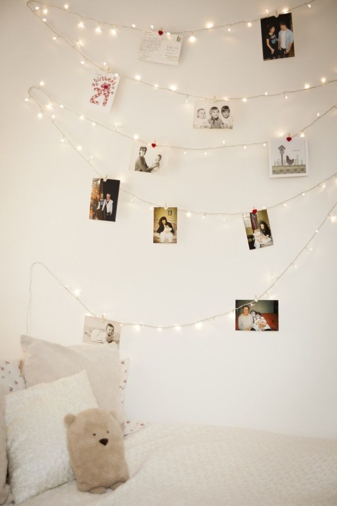 hang-pictures-bedroom-wall-string-lighting