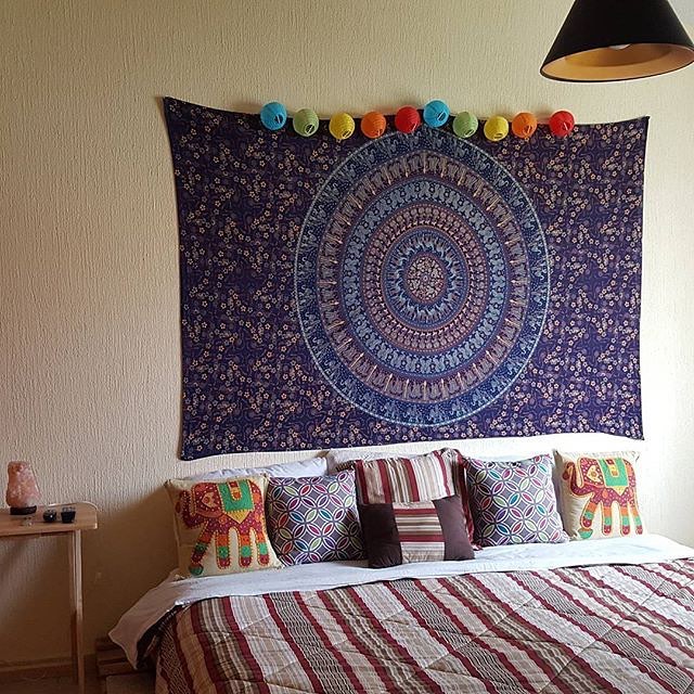Twin Hippie Indian Tapestry Blue Mandala Throw Wall Hanging Gypsy Boho Bedspread 